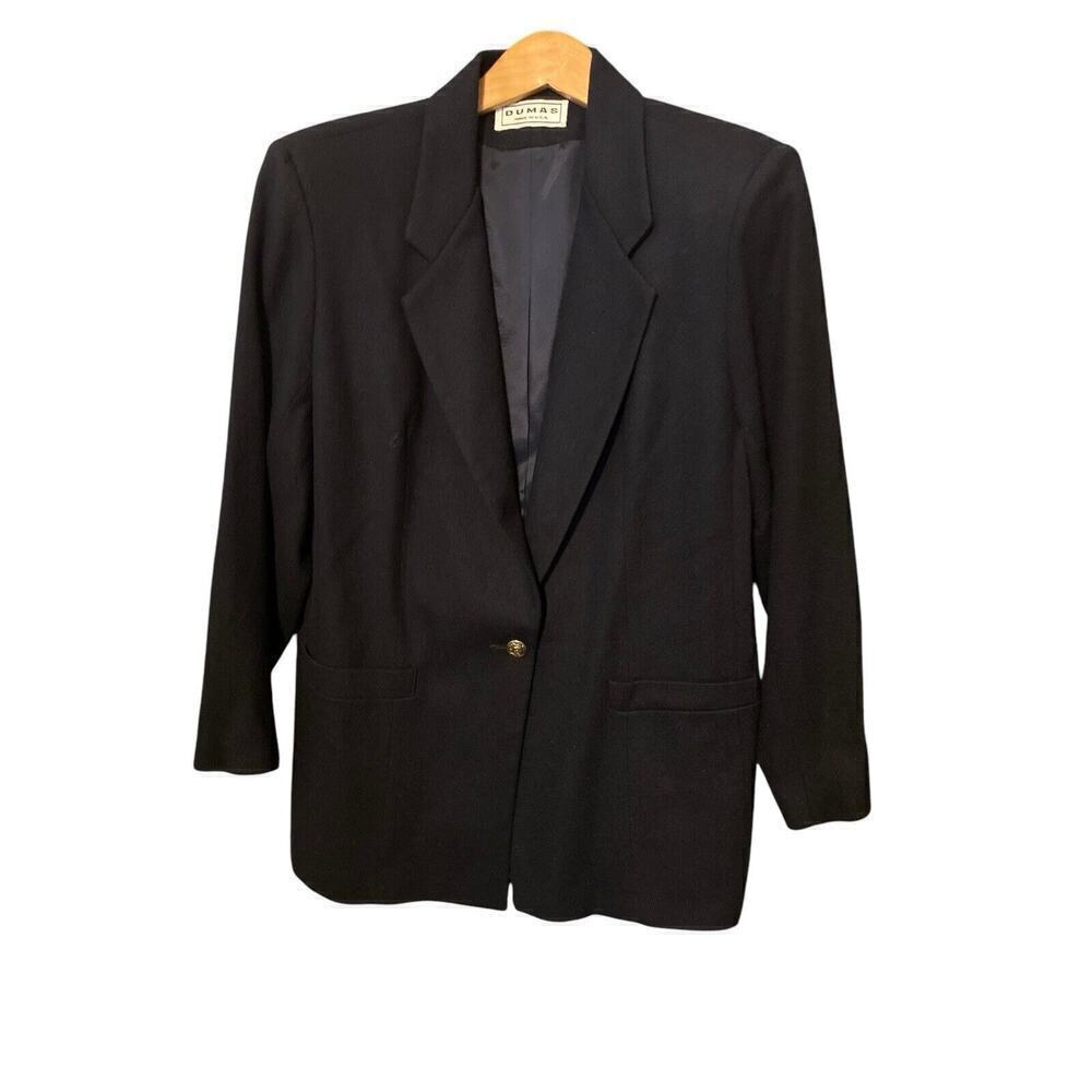 DUMAS MADE IN USA Women's Long Sleeve WOOL Blazer Jacket Black